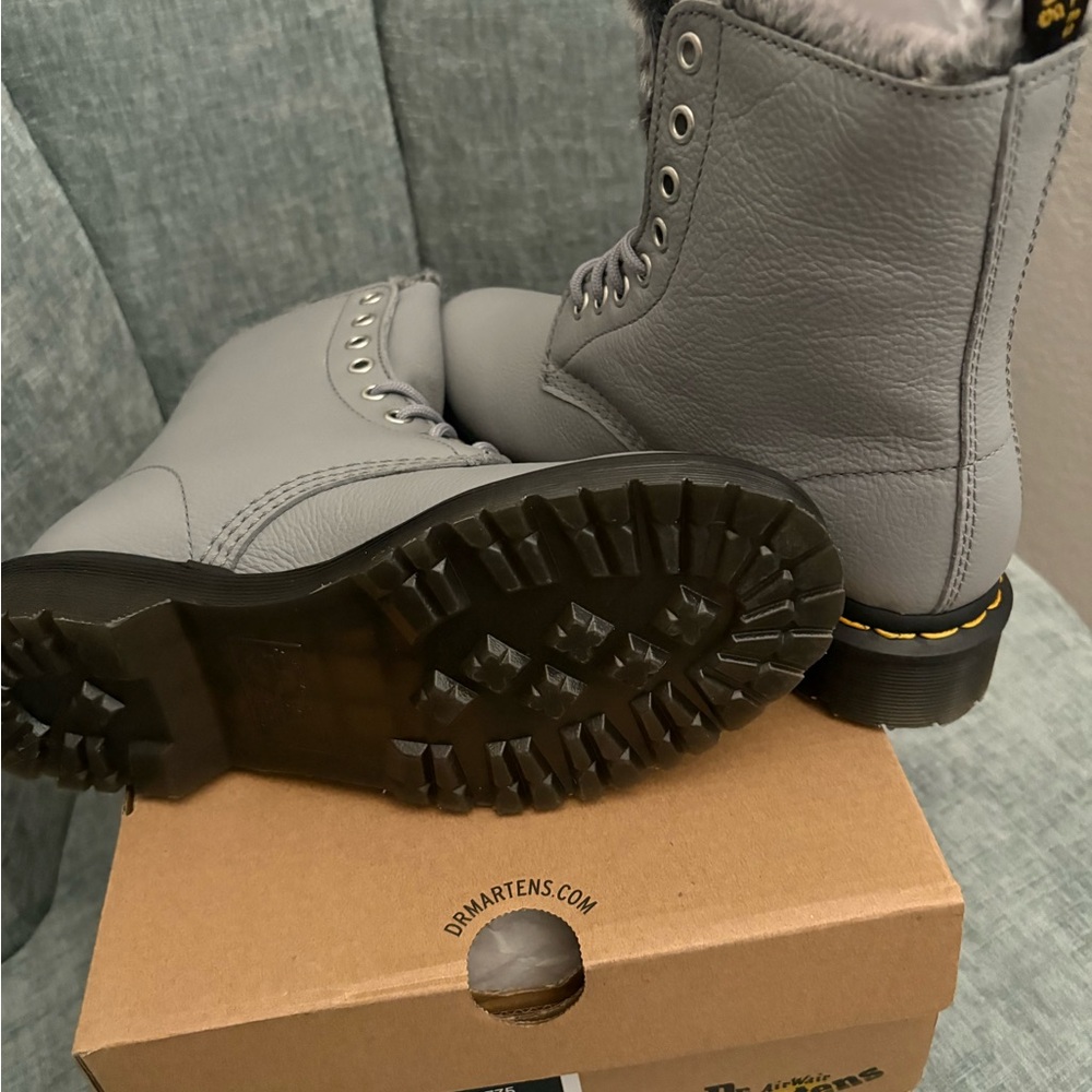 Dr. Martens Light Gray Leather Boots